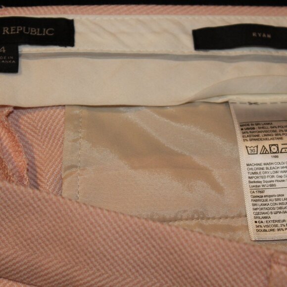Banana Republic RYAN Double Weave Straight Ankle PANTS Powder Pink Size 4 - Picture 7 of 7